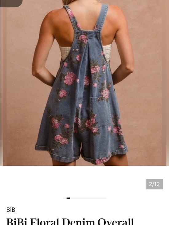 BiBi Pants - BiBi Blue Denim Floral Overall Romper with Pink Roses